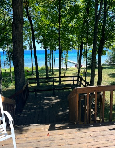 Water view from multi-tiered deck
